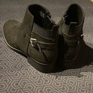 Brand new Super cute micro suede booties with zips and buckles